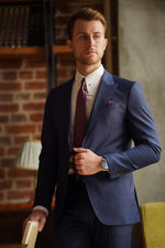 Load image into Gallery viewer, Bojoni Ravenna Slim Fit Premium Wool Navy Blue Suit
