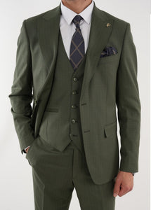 Bojoni Manly Khaki Slim Fit Pinstripe Suit