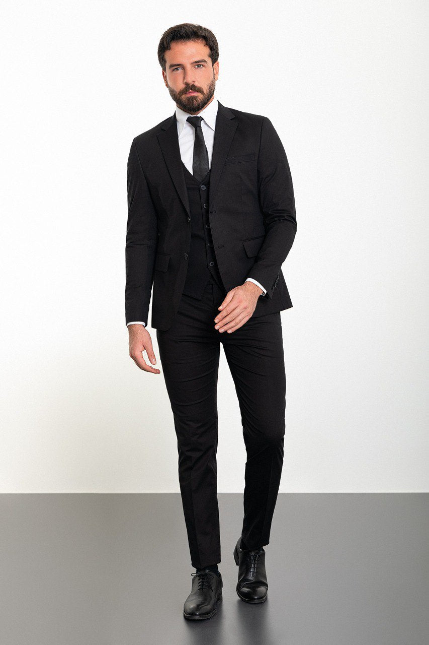 Bojoni Trivento Black Dayton Classic Slim Fit Suit