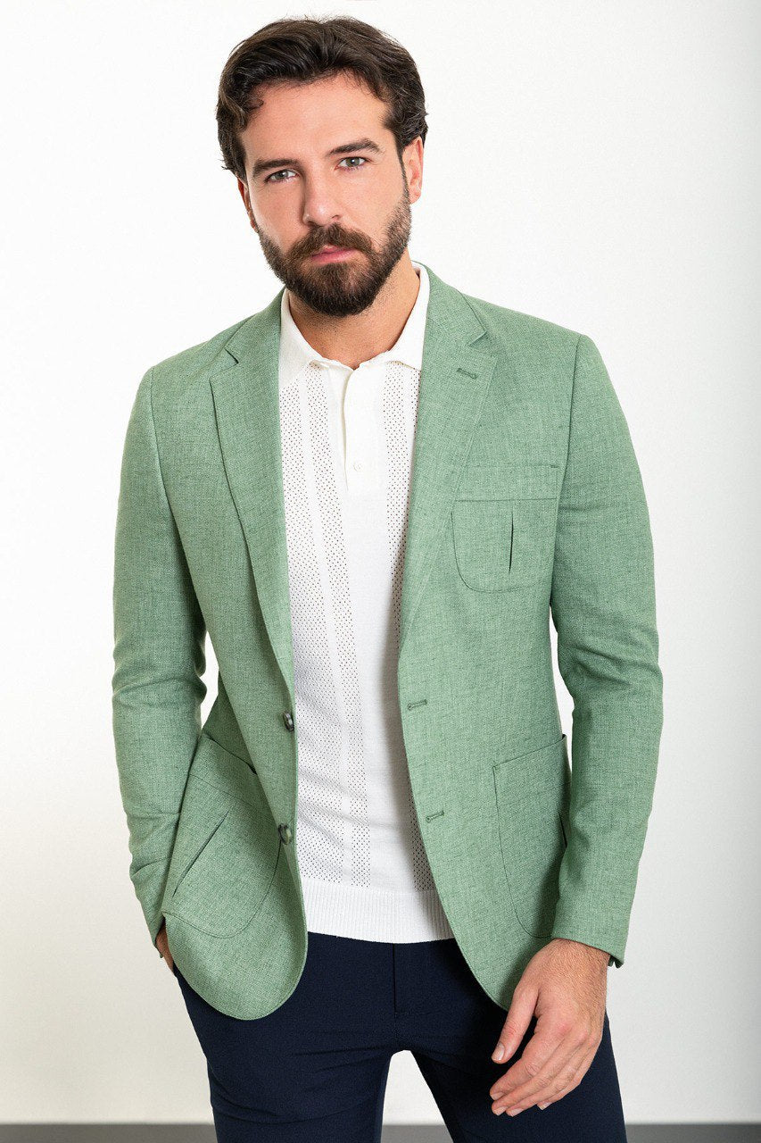 Bojoni Torretta Slim Fit Green Blazer