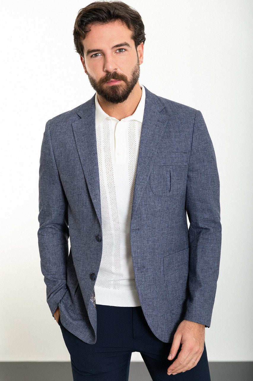 Bojoni Torretta Slim Fit Navy Blue Blazer