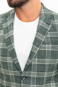 Bojoni Torretta Slim Fit Green Plaid Blazer