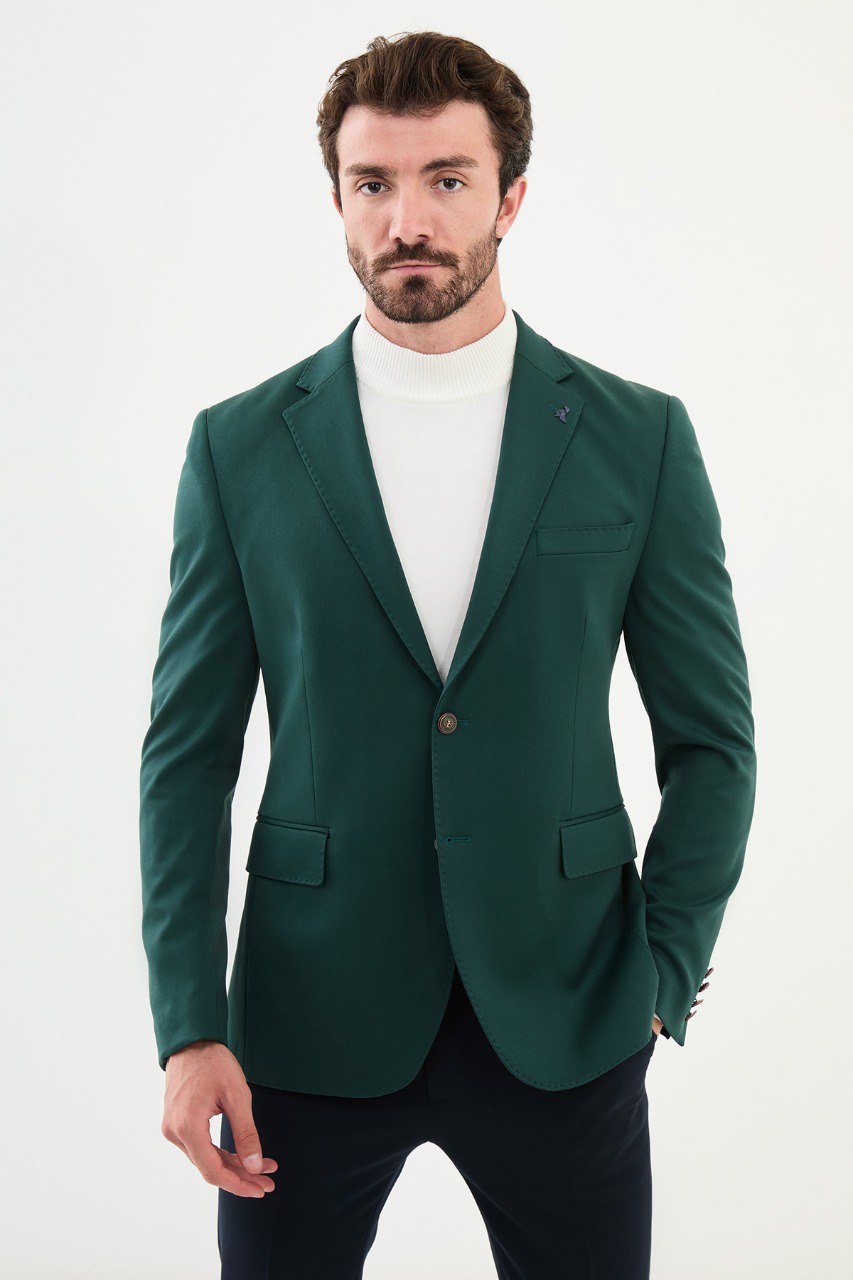 Bojoni Torretta Slim Fit Green Blazer