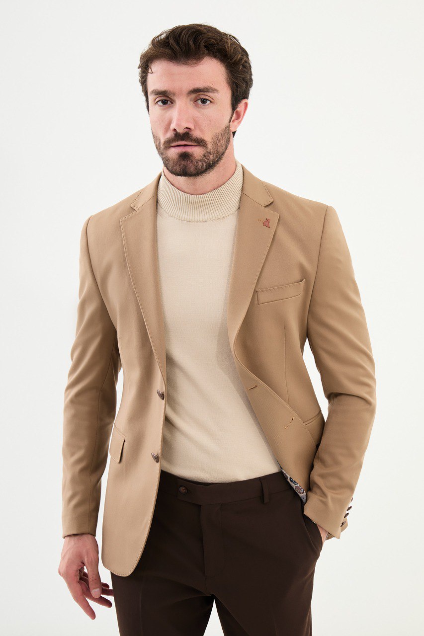 Bojoni Torretta Slim Fit Beige Blazer