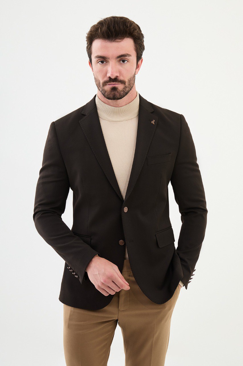 Bojoni Torretta Slim Fit Brown Blazer