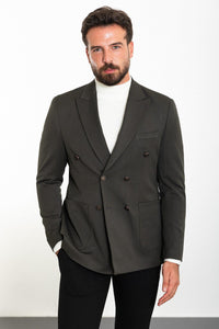 Bojoni Torretta Slim Fit Double Breasted Charcoal Blazer