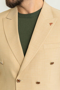 Bojoni Torretta Slim Fit Beige Double Breasted Blazer