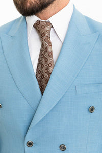 Bojoni Torretta Slim Fit Blue Double Breasted Blazer