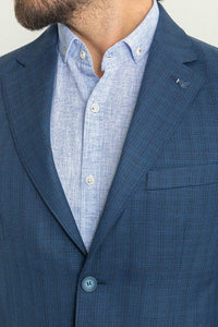 Bojoni Torretta Slim Fit Navy Plaid Blazer