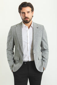 Bojoni Torretta Slim Fit Grey Plaid Blazer