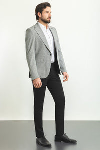 Bojoni Torretta Slim Fit Grey Plaid Blazer