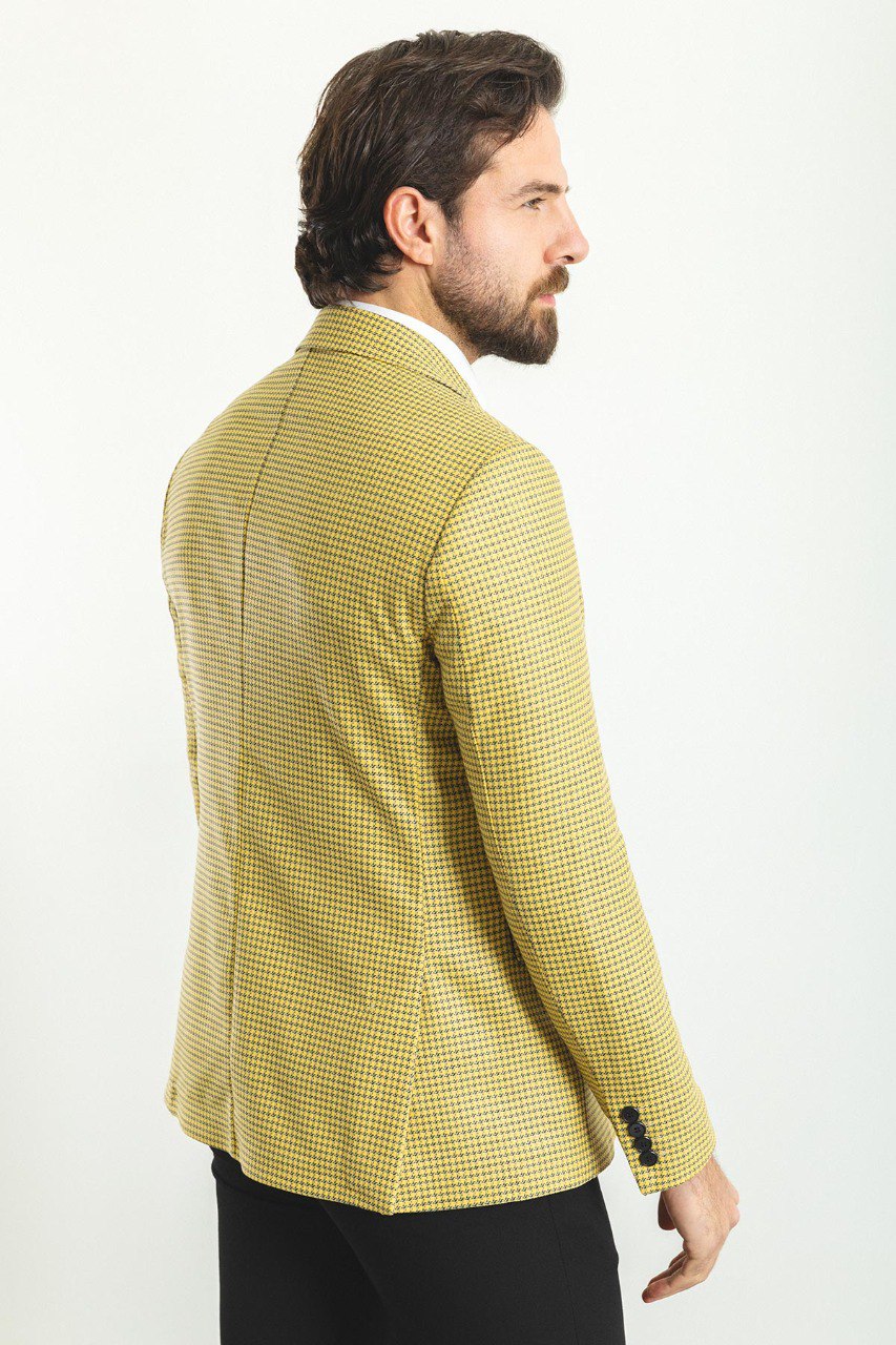 Bojoni Torretta Slim Fit Yellow Plaid Blazer