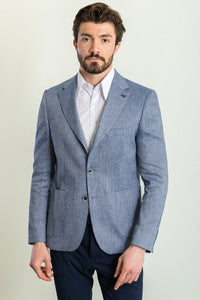 Bojoni Torretta Slim Fit Blue Plaid Blazer