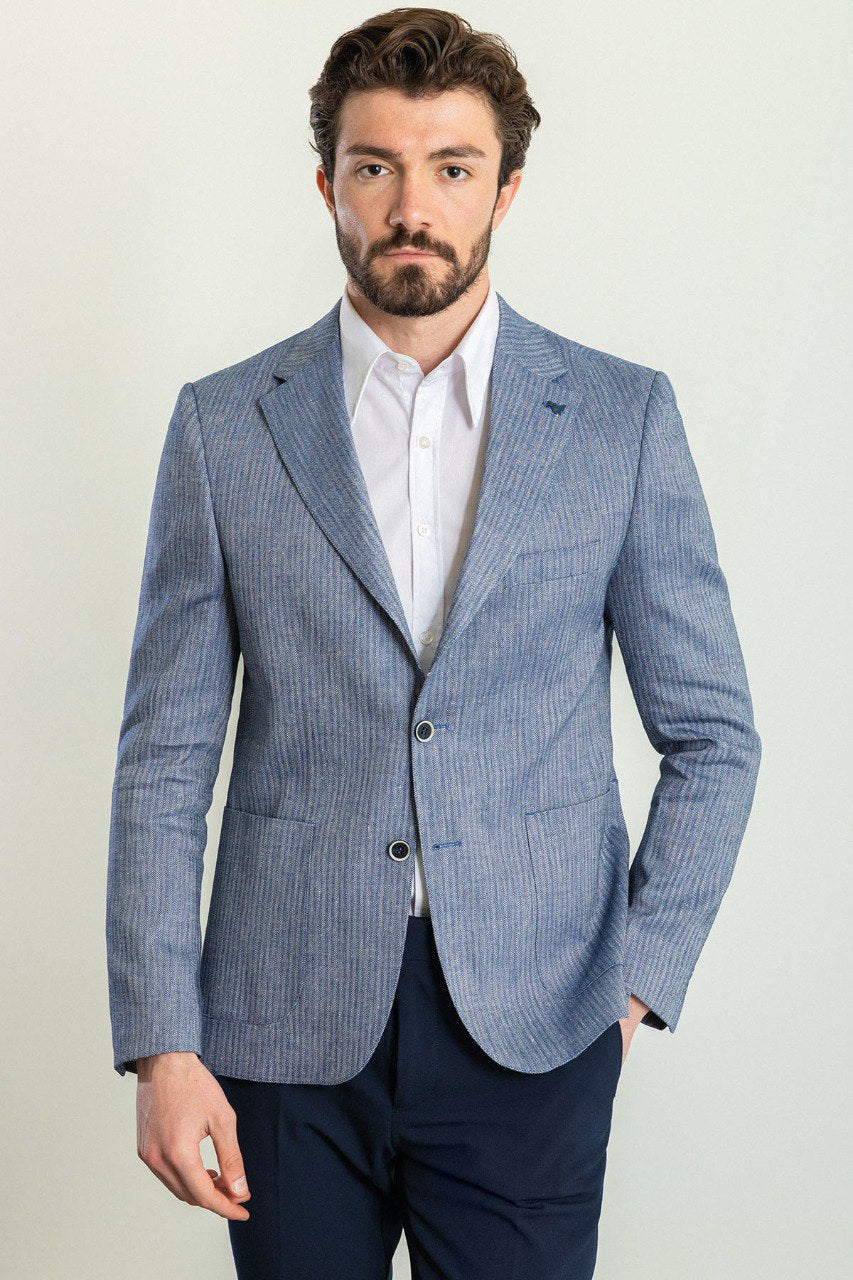 Bojoni Torretta Slim Fit Blue Plaid Blazer