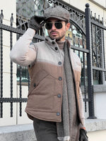 Load image into Gallery viewer, Bojoni Astoria Slim Fit Button Collared Inflatable Camel Vest/Jacket
