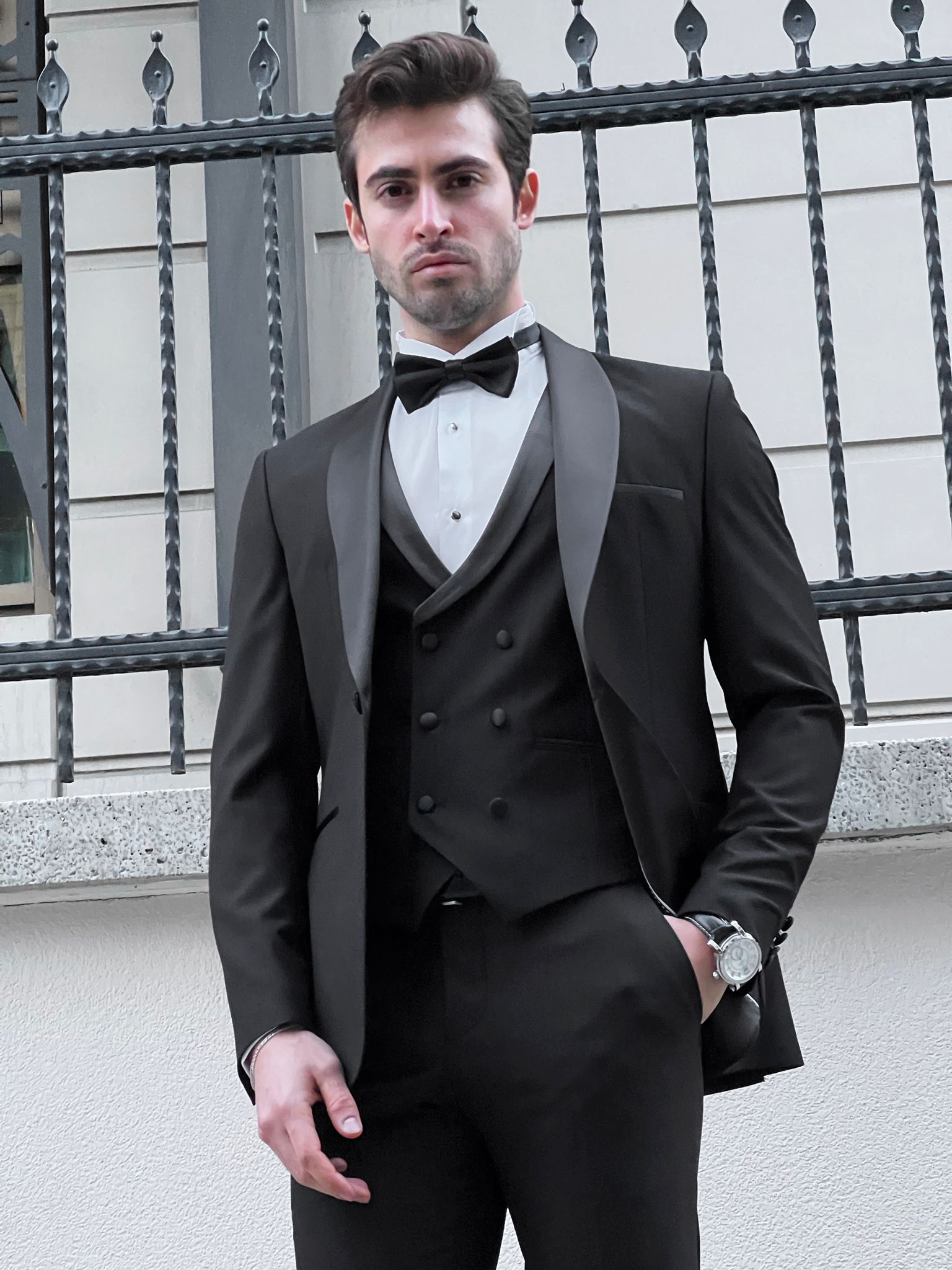 Louis Slim Fit High Quality Shawl Collared Black Party Tuxedo