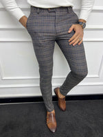 Load image into Gallery viewer, Leon Slim Fit Plaid Striped Blue Pants
