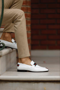 Bojoni Uluwatu  Custom White Stripe Design Loafer