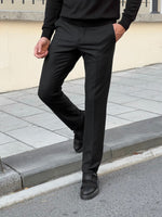 Load image into Gallery viewer, Bojoni Astoria Slim Fit High Quality Black Patterned Anthracite Pants
