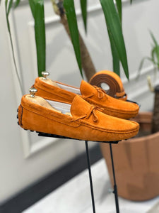 Giovanni Mannelli Rubber Sole Suede Leather Orange Loafer