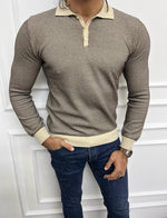 Load image into Gallery viewer, Leon Slim Fit Beige Polo Collared Knit Sweater

