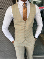 Load image into Gallery viewer, Ace Slim Fit Plaid Beige Striped Suit
