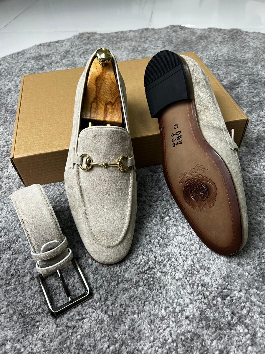 Bojoni Amato Special Edition Neolite Suede Beige Leather Loafer | BOJONI