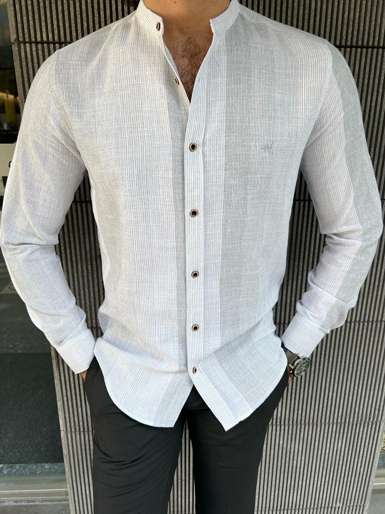 Giovanni Mannelli Slim Fit White Cotton Shirt