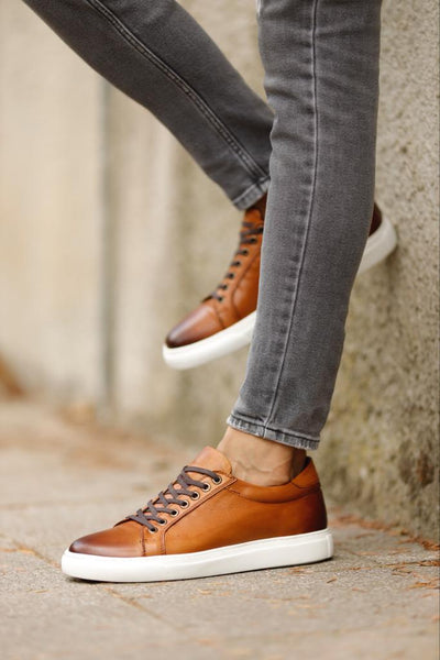 Luke Eva Sole Lace Detailed Brown Sneakers | BOJONI