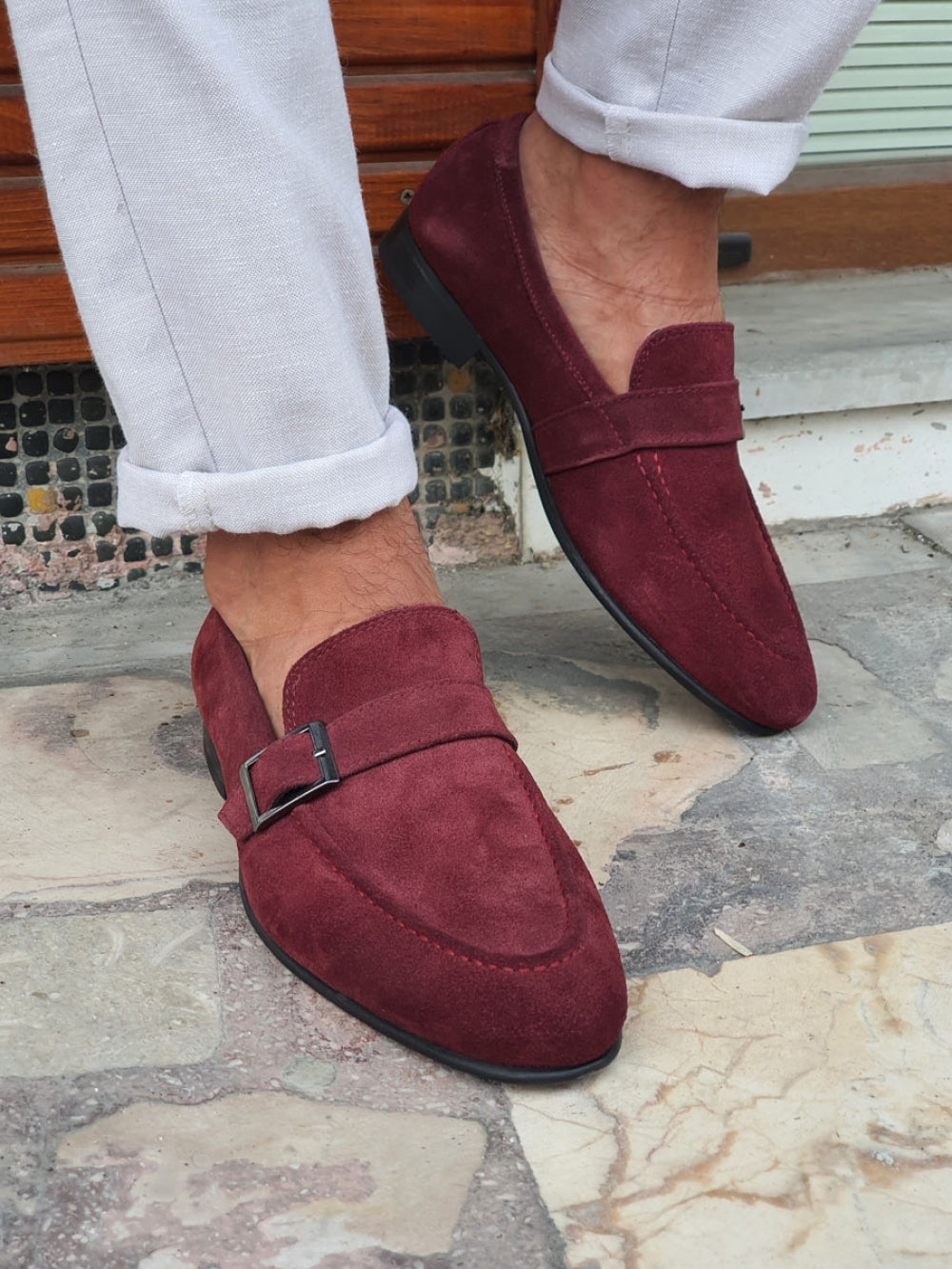 Henderson Claret Red Suede Buckle Loafers-baagr.myshopify.com-shoes2-brabion