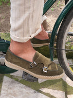 Load image into Gallery viewer, Kurni Khaki Double Buckled Suede Leather Shoes-baagr.myshopify.com-shoes2-brabion
