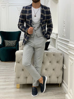 Load image into Gallery viewer, Areni Navy Blue Plaid Slim Fit Suit-baagr.myshopify.com-1-BOJONI
