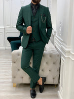 Load image into Gallery viewer, Montreal Green Slim Fit Suit-baagr.myshopify.com-1-BOJONI
