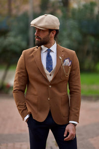 Bojoni Shagori Slim Fit Italian Fabric Camel Suit