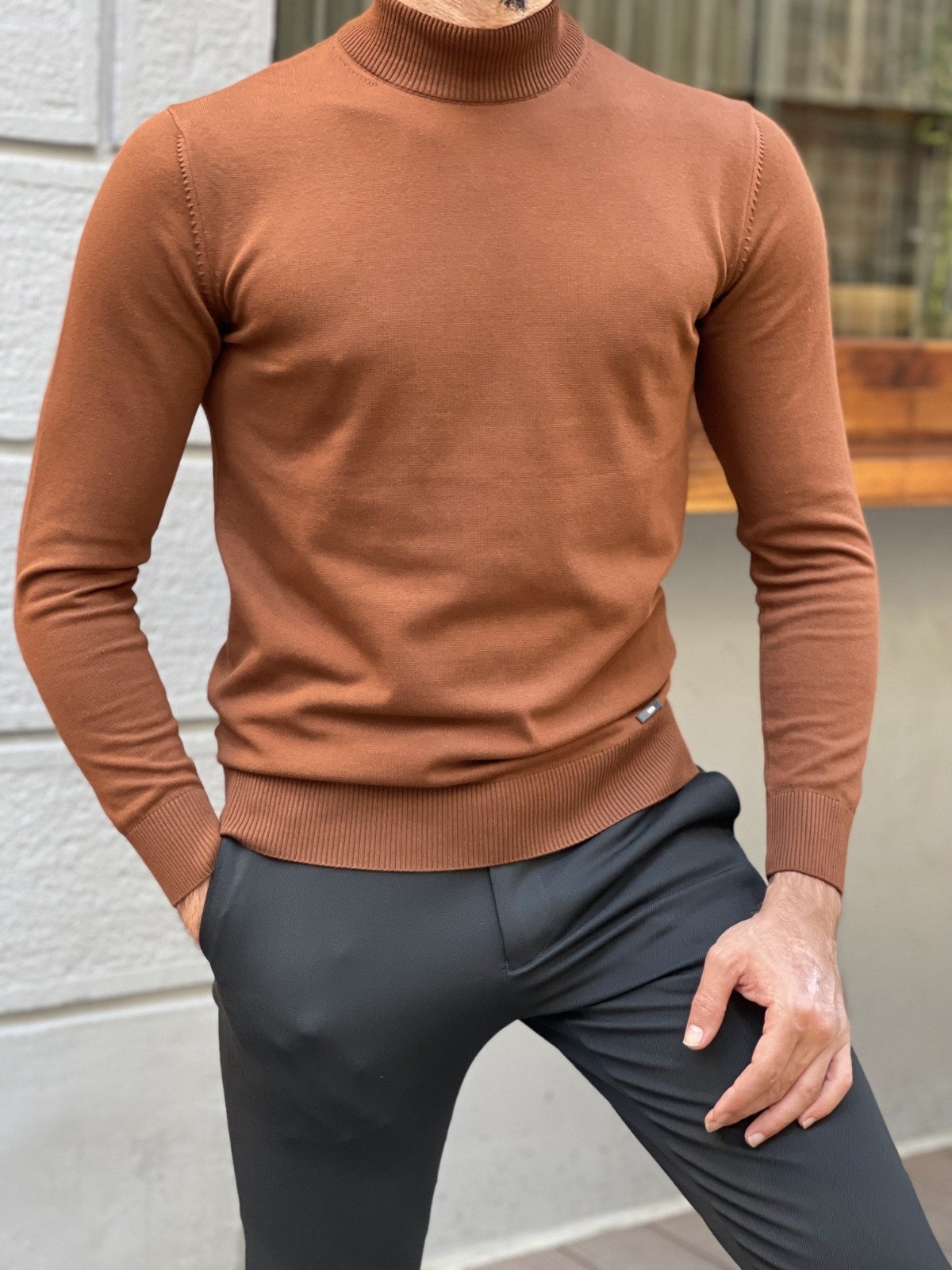 Bojo Slim Fit Long Sleeve Coffee Turtleneck-baagr.myshopify.com-sweatshirts-BOJONI
