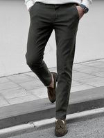 Load image into Gallery viewer, Louis Slim Fit Self Patterned Khaki Cotton Pants
