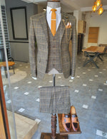 Load image into Gallery viewer, Giotto Khaki Slim Fit Notch Lapel Plaid Suit-baagr.myshopify.com-suit-BOJONI
