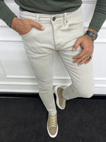 Load image into Gallery viewer, Leon Slim Fit Lycra Beige Jeans
