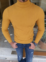 Load image into Gallery viewer, Elko Yellow Slim Fit Turtleneck Sweater-baagr.myshopify.com-sweatshirts-BOJONI
