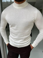 Load image into Gallery viewer, Bojo Off White Slim Fit Mock Turtleneck Sweater-baagr.myshopify.com-sweatshirts-BOJONI
