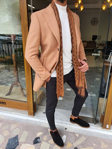 Bojo Beige Slim Fit Single Breasted Long Coat-baagr.myshopify.com-Jacket-BOJONI