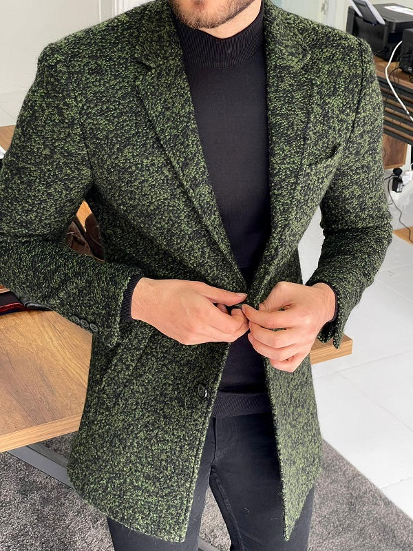 Clemson Green Slim Fit Wool Long Coat-baagr.myshopify.com-Jacket-brabion