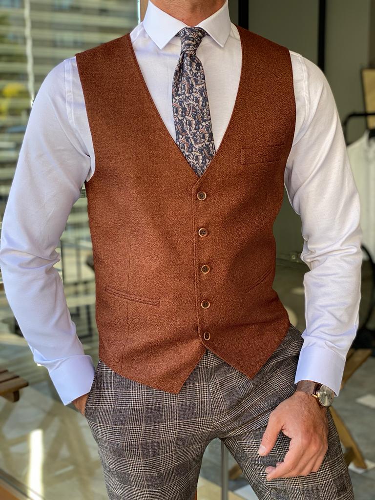 Forenza Brown Slim Fit Wool Vest-baagr.myshopify.com-suit-BOJONI