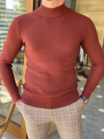 Load image into Gallery viewer, Casani Brown Mock Turtleneck Sweater-baagr.myshopify.com-sweatshirts-BOJONI
