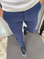 Load image into Gallery viewer, Bastoni  Indigo Slim Fit Cotton Lycra Pants-baagr.myshopify.com-Pants-BOJONI

