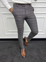 Load image into Gallery viewer, Bojoni Astoria Navy Blue Slim Fit Plaid Wool Pants
