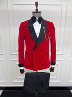 Load image into Gallery viewer, Bojoni Diamond Shagori Red Slim Fit Shawl Lapel Tuxedo
