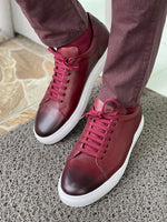 Load image into Gallery viewer, Argeli Burgundy Lace-Up Mid-Top Sneakers-baagr.myshopify.com-shoes2-BOJONI
