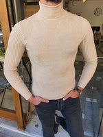 Load image into Gallery viewer, Elko Beige Slim Fit Turtleneck Sweater-baagr.myshopify.com-sweatshirts-BOJONI
