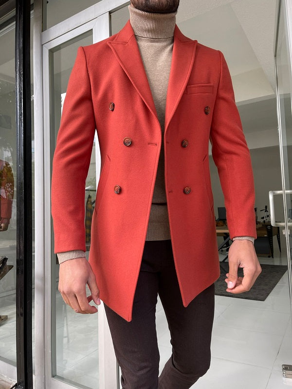 Verno Tile Slim Fit Double Breasted Wool Long Coat-baagr.myshopify.com-Jacket-BOJONI